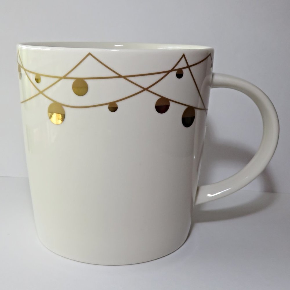 Starbucks White and Gold Ceramic Mug Christmas Mug